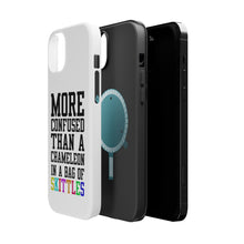 DistinctInk ToughCase for Apple iPhone, Compatible with MagSafe Charging - More Confused than Chameleon in Skittles