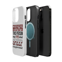 DistinctInk ToughCase for Apple iPhone, Compatible with MagSafe Charging - WARNING This Person May Talk About Sheep