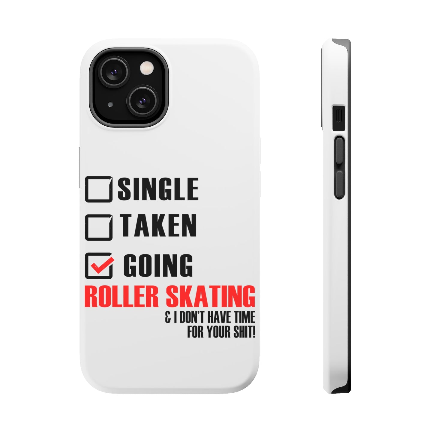 DistinctInk ToughCase for Apple iPhone, Compatible with MagSafe Charging - Single Taken Going Roller Skating