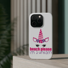 DistinctInk ToughCase for Apple iPhone, Compatible with MagSafe Charging - Beach Please I'm a Unicorn