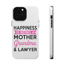 DistinctInk ToughCase for Apple iPhone, Compatible with MagSafe Charging - Happiness is Being a Mother Grandma Lawyer