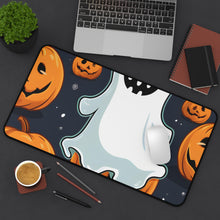 DistinctInk Desk Mat with Ghost Skeleton Spooky Pumpkins Design for Halloween