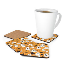 DistinctInk (Set of 4) Corkwood Coasters with Ghoulish Bats and PumpkinsDesign for Halloween