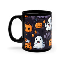 DistinctInk Black Coffee Mug - Spooky Bat-o-lanterns for Halloween