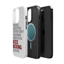 DistinctInk ToughCase for Apple iPhone, Compatible with MagSafe Charging - People Are Stupid Need Extra Kick Boxing