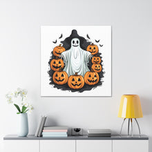DistinctInk Canvas Wall Art with Ghost Skeleton Pumpkins Pattern for Halloween