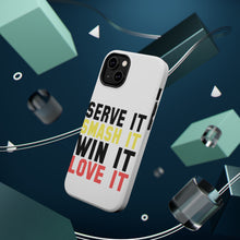 DistinctInk ToughCase for Apple iPhone, Compatible with MagSafe Charging - Serve It Smash It Win It Love It Tennis