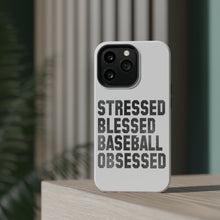 DistinctInk ToughCase for Apple iPhone, Compatible with MagSafe Charging - Stressed Blessed Baseball Obsessed