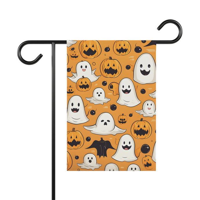 DistinctInk Garden & House Banner Flag with Ghoulish Bats and Pumpkins Design for Halloween
