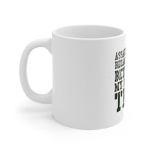DistinctInk Glossy White Coffee / Tea Mug - Assault Weapons Illegal? Keep My Pants On