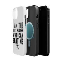 DistinctInk ToughCase for Apple iPhone, Compatible with MagSafe Charging - I Am The Only Player Who Can Beat Me Tennis