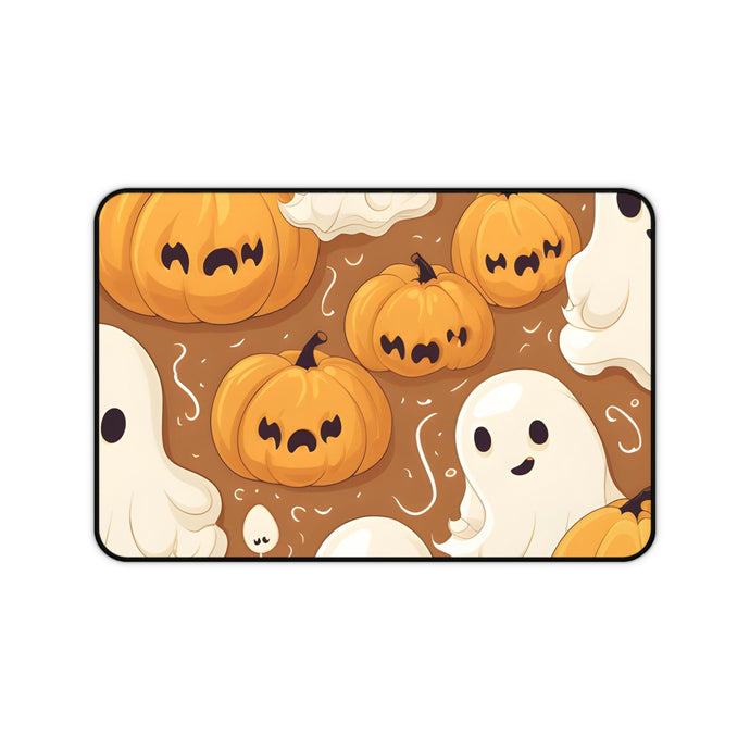 DistinctInk Desk Mat with Ghastly Skeleton Pumpkin Cartoon Design for Halloween