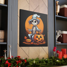 DistinctInk Canvas Wall Art with Haunted Jack-O'-Skeleton for Halloween
