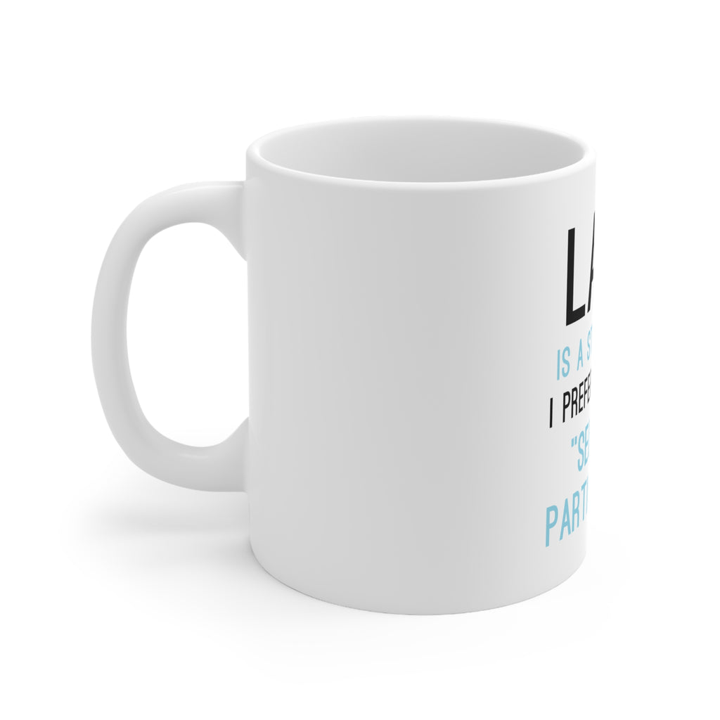 Glossy White Coffee / Tea Mug - Lazy - Selective Participation, view 4