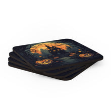 DistinctInk (Set of 4) Corkwood Coasters with Spooky Trick or Treating Design for Halloween