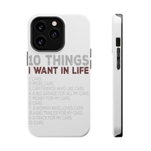 DistinctInk ToughCase for Apple iPhone, Compatible with MagSafe Charging - Things I Want In Life - Cars, Money, Woman