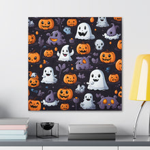 DistinctInk Canvas Wall Art with Spooky Bat-o-lanterns for Halloween