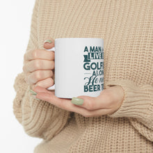 DistinctInk Glossy White Coffee / Tea Mug - Live By Golfing Alone Need Beer Too