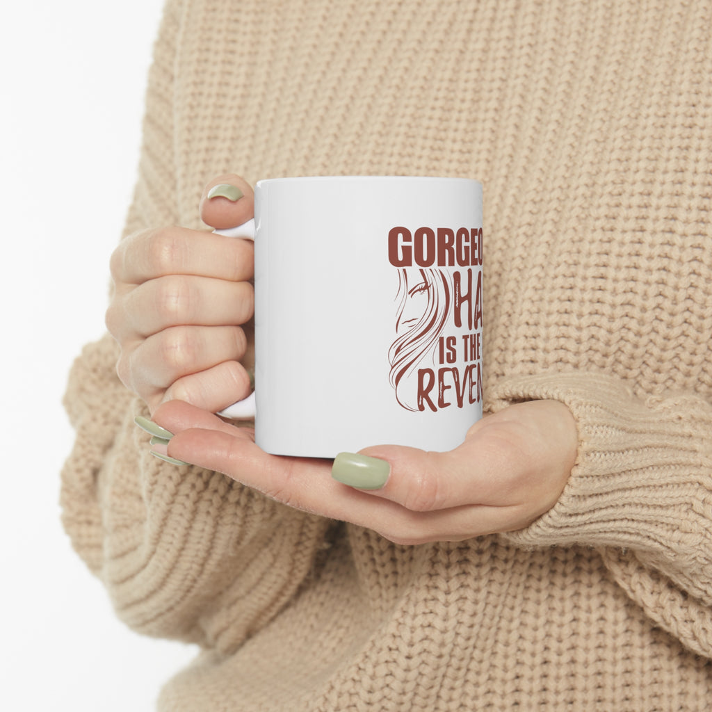 Glossy White Coffee / Tea Mug - Gorgeous Hair is the Best Revenge, view 10