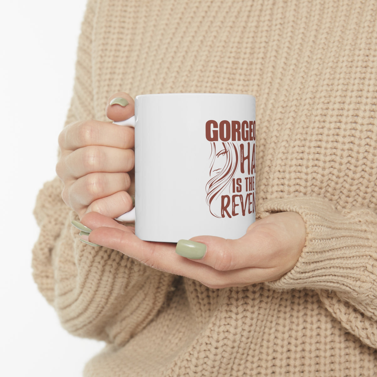 Glossy White Coffee / Tea Mug - Gorgeous Hair is the Best Revenge, view 10