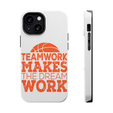 DistinctInk ToughCase for Apple iPhone, Compatible with MagSafe Charging - Teamwork Makes the Dream Work Basketball