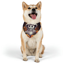 DistinctInk Adjustable Pet Banana Collar with Trick or Treat Ghost-O-Lantern Design for Halloween