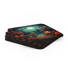 DistinctInk (Set of 4) Corkwood Coasters with Trick or Treat Fun Design for Halloween