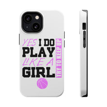 DistinctInk ToughCase for Apple iPhone, Compatible with MagSafe Charging - Volleyball Yes I Do Play Like a Girl