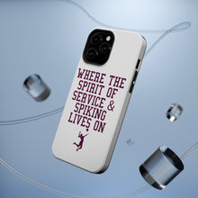 DistinctInk ToughCase for Apple iPhone, Compatible with MagSafe Charging - Spirit of Service & Spiking Lives On Tennis