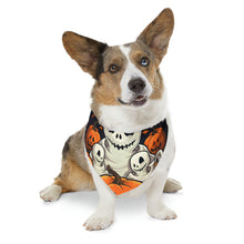 DistinctInk Adjustable Pet Banana Collar with Ghost Skeleton Pumpkin Pattern Design for Halloween