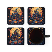 DistinctInk (Set of 4) Corkwood Coasters with Spooky Sweet Treats Design for Halloween