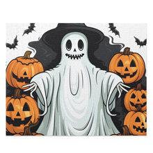 DistinctInk Jigsaw Puzzle with Ghost Skeleton Pumpkins Pattern Design for Halloween