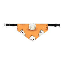 DistinctInk Adjustable Pet Banana Collar with Ghastly Skeleton Pumpkin adorned Design for Halloween