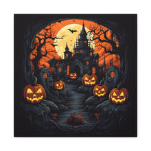 DistinctInk Canvas Wall Art with Darkness Falls on Halloween for Halloween