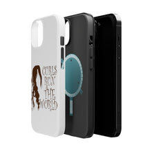 DistinctInk ToughCase for Apple iPhone, Compatible with MagSafe Charging - Curls Run the World