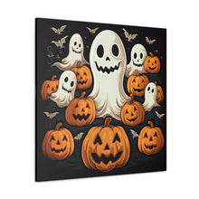 DistinctInk Canvas Wall Art with Haunted Skeleton Jack-O-Lantern for Halloween