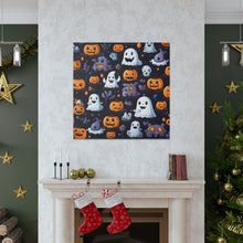 DistinctInk Canvas Wall Art with Spooky Bat-o-lanterns for Halloween