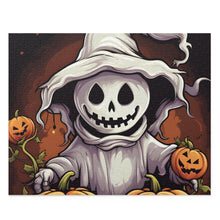 DistinctInk Jigsaw Puzzle with Trick or Treat Ghost-O-Lantern Design for Halloween