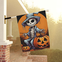 DistinctInk Garden & House Banner / Flag with Haunted Jack-O'-Skeleton Design for Halloween
