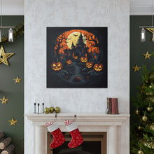 DistinctInk Canvas Wall Art with Darkness Falls on Halloween for Halloween