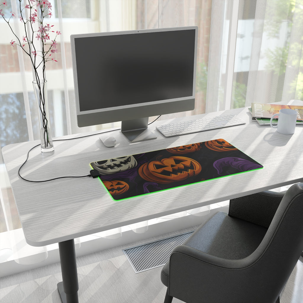 LED Gaming Mouse Pad with "Halloween Haunts and Pumpkin Pals" Design for Halloween, view 10