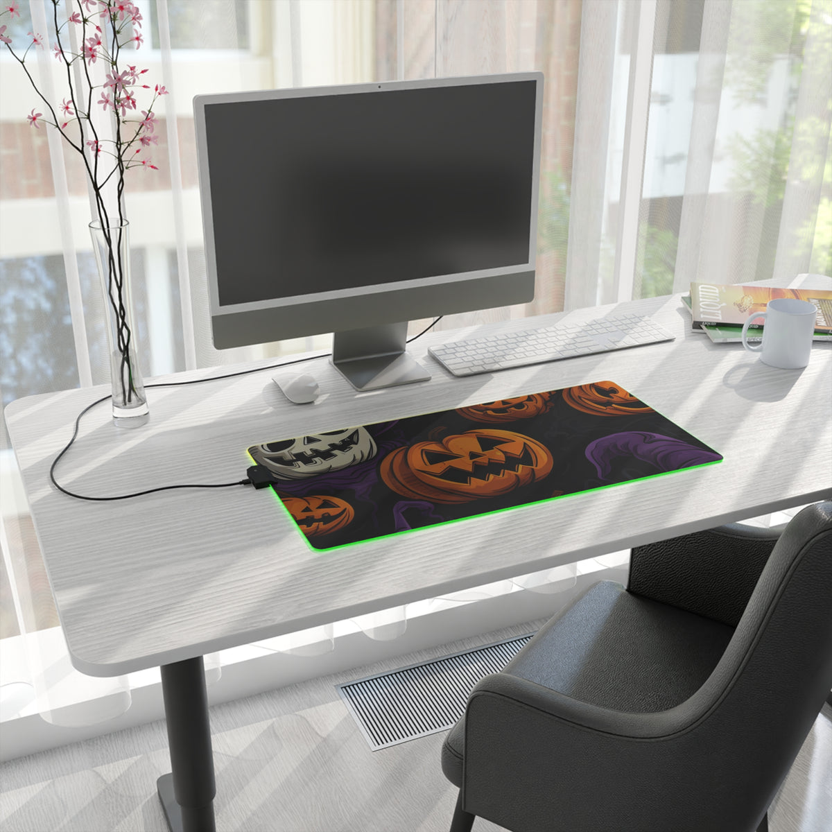 LED Gaming Mouse Pad with "Halloween Haunts and Pumpkin Pals" Design for Halloween, view 10