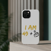 DistinctInk ToughCase for Apple iPhone, Compatible with MagSafe Charging - I Am 49 + 1 Middle Finger