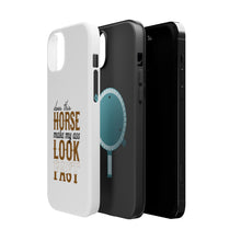 DistinctInk ToughCase for Apple iPhone, Compatible with MagSafe Charging - Horse Make My A$$ Look Fast