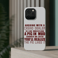 DistinctInk ToughCase for Apple iPhone, Compatible with MagSafe Charging - Arguing with Casino Dealer Like Pink in Mud