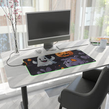 DistinctInk LED Gaming Mouse Pad with Spooky Bat-o-lanterns Design for Halloween