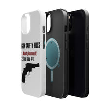 DistinctInk ToughCase for Apple iPhone, Compatible with MagSafe Charging - Gun Safety Rules, Don't Piss Me Off