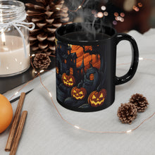 DistinctInk Black Coffee Mug - Darkness Falls on Halloween for Halloween