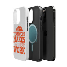 DistinctInk ToughCase for Apple iPhone, Compatible with MagSafe Charging - Teamwork Makes the Dream Work Basketball