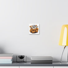 DistinctInk Canvas Wall Art with Ghostly Skeleton and Pumpkins for Halloween